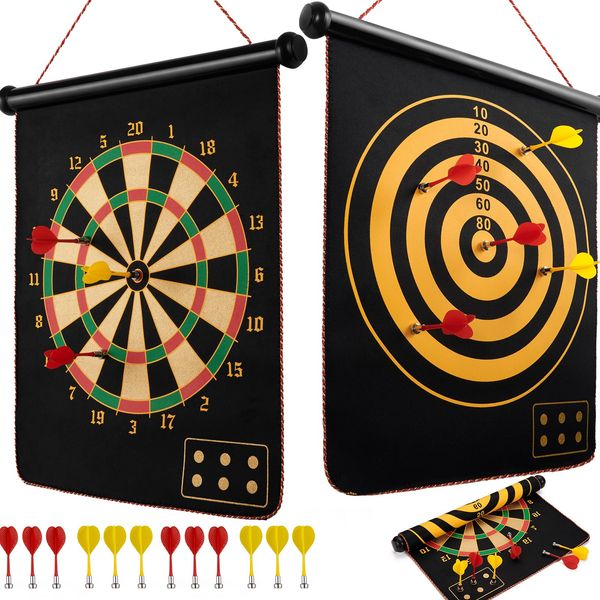 BATURU Magnetic Dart Board for Kids Adults with Magnetic Darts 12pcs, Stocking Stuffers Boys Toys for Age 4-6-8-10-12 13 14 15, Teen Boy Gifts for Boy Room Decor, Dartboard Board Games for Kids 8-12