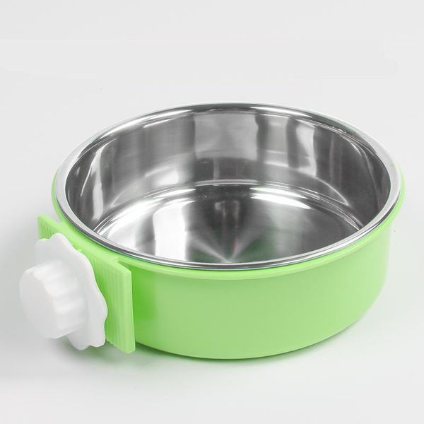 Hanging Stainless Steel Pet Bowl - The Perfect Solution For Mess-Free Feeding - Small / Green