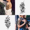 Acevegue Flowers Temporary Tattoos, Realistic Half Arm Fake Tattoo Sleeves for Women Adults, Black Semi Permanent Stick on Tattoos Stickers Transfer Paper for Makeup Accessories Decorations-10 Sheets