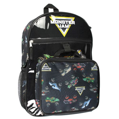 Monster Jam Megladon Grave Digger Max-D Monster Trucks Backpack Lunch Bag Water Bottle Ice Pack 5 Piece Mega Set