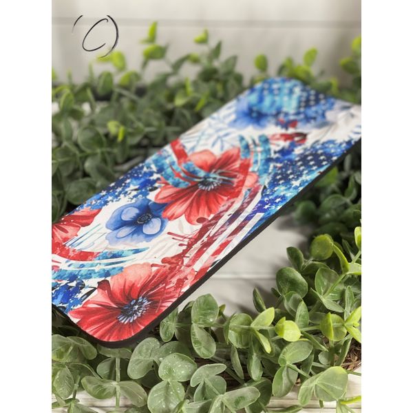 Floral American Flag Slap Wrap Can Cooler