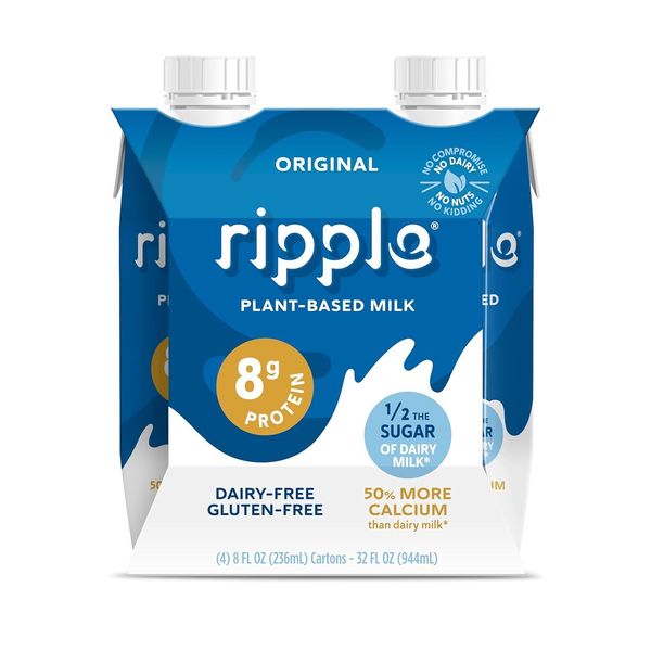 Ripple Non-Dairy Milk, Original | Vegan Milk With 8g Pea Protein| Shelf Stable |