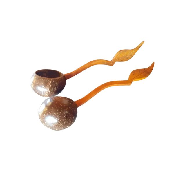 Thai handmade Wooden Ladle Kitchen Cookware (Ladle) Long Handle Ladle Utensils set of 2 pcs.