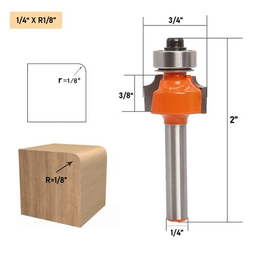 Sinoprotools 4Pcs Round Over Router Bits 1/4 Shank, Roundover Beading Router Bit Set, Tungsten Carbide, Corner Rounding Edge-Forming, Round Over Edging Router Bits (1/8”, 1/4”, 5/16”, 3/8” Radius)