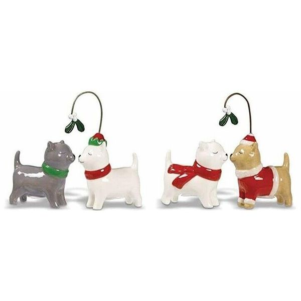 2 Pairs of Cats  Mistletoe Pets Ceramic Salt and Pepper Shakers Grassland Roads