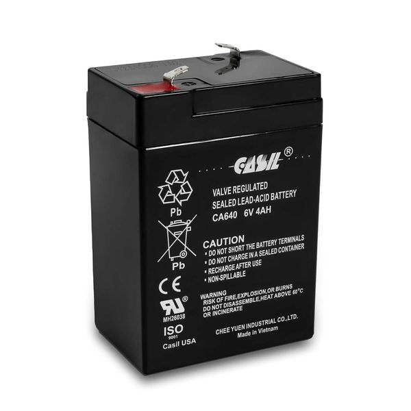 Casil CA640 6v 4ah Battery for Deer Feeder exit Sign Battery 6v Emergency Light Battery pegperego 6v Battery Power Wheels 6v Battery Deer Feeder Battery 6v (CA640 (Sealed Lead Acid Battery))