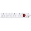 Masterplug Els134W-01 Four Socket Trailing Socket With Power Indicator, Without Plug And Cable, 13 Amp, White