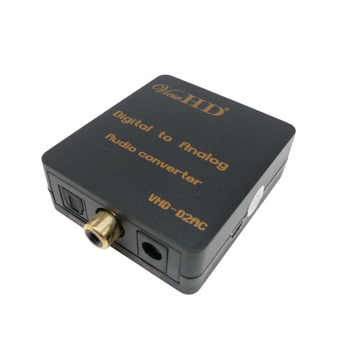 ViewHD SPDIF Optical/Coaxial Stereo Digital to Analog Stereo Audio Converter Support Simultaneous 3.5mm Headphone + RCA L/R Outputs | VHD-D2AC