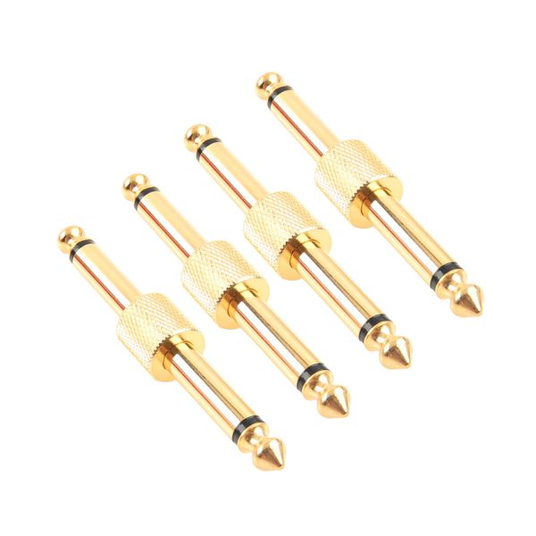 Devinal Professional Guitar Pedal Coupler, 1/4 inch TS Guitar Effects Pedal to Pedal Connector Straight Type, Gold Planted (4 Pack)