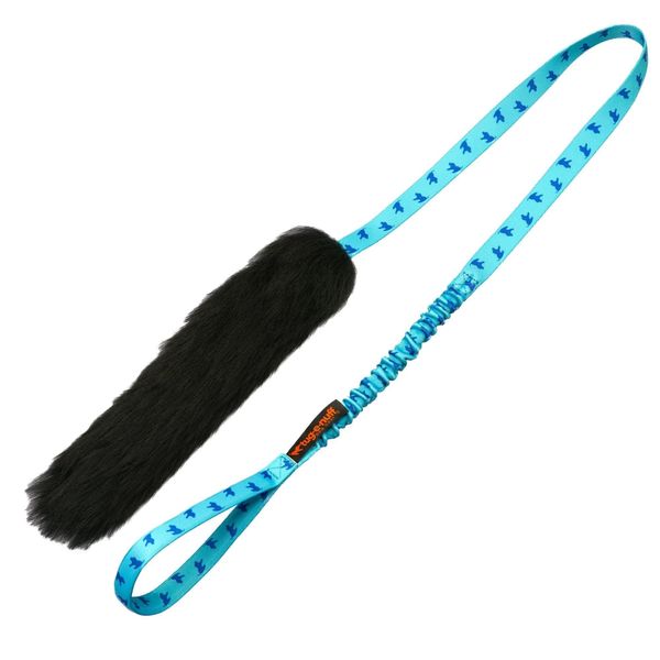 Tug-E-Nuff Sheepskin Bungee Chaser Tug | Durable Dog Tug Toy Chaser with Extra Long Handle | Ideal for Interactive Dog Training | 100% Responsibly-sourced Sheepskin | Size 47 x 12 inches