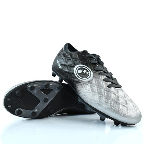 Optimum Junior Ignisio Lace-Up Football Boots - Flat Moulded Stud Outsole, Easy Fastening Astro Trainers - PU Leather, Flexible & Comfortable Fit Football Boots - Black/Silver - 4