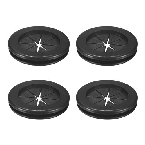 M METERXITY 4-Pack Rubber Grommets for Wiring 50mm Desk Grommet Double-Sided Flexible Cable Cord Grommet Desk Hole Cover for Cables/Wires Through Protection [Black, Petal-Shaped]