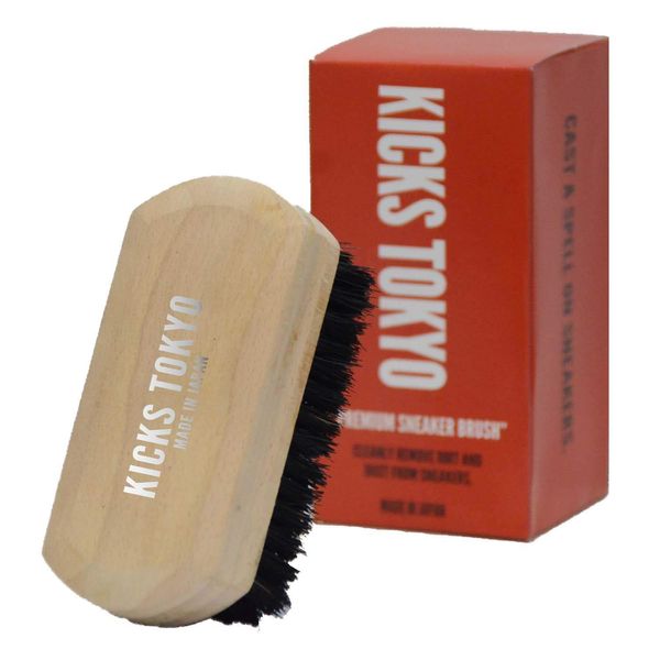 KICKS TOKYO Pig Bristle Brush, Sneaker Shoe Polish, Shoe Cleaner, Stain Remover, Shoe Brush