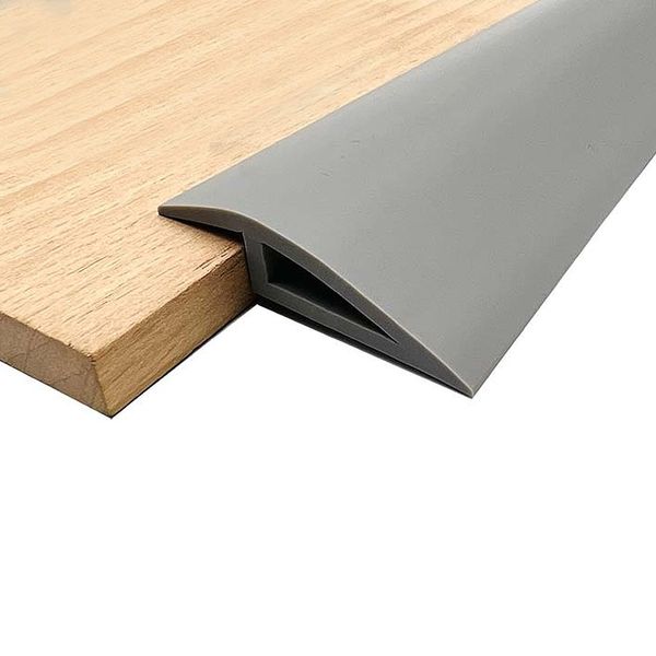 Btstil Rubber Threshold Ramp, Self Adhesive Floor Transition Strip, Flooring Threshold Ramp Reducer, Door Strip Trim Bar for Carpet Threshold Transition (Grey, 2M)