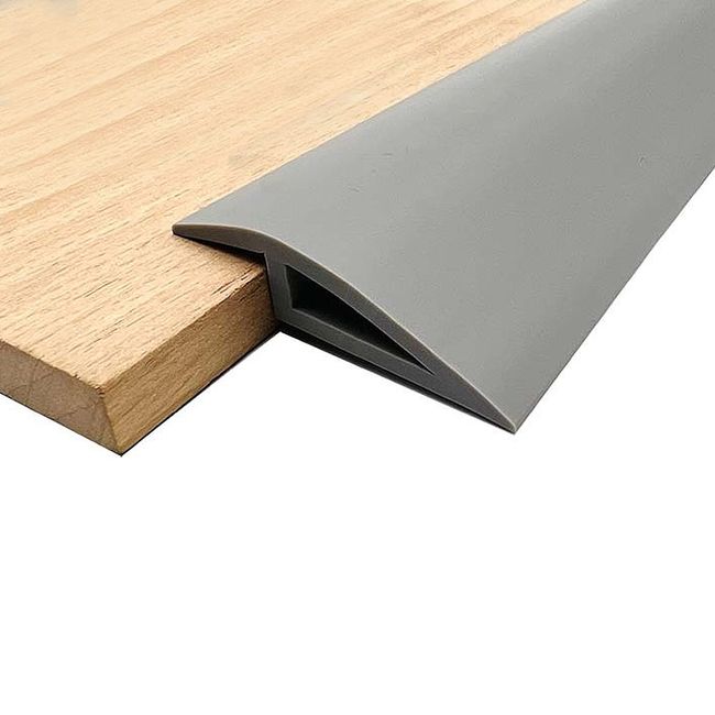 Btstil Rubber Threshold Ramp, Self Adhesive Floor Transition Strip, Flooring Threshold Ramp Reducer, Door Strip Trim Bar for Carpet Threshold Transition (Grey, 2M)