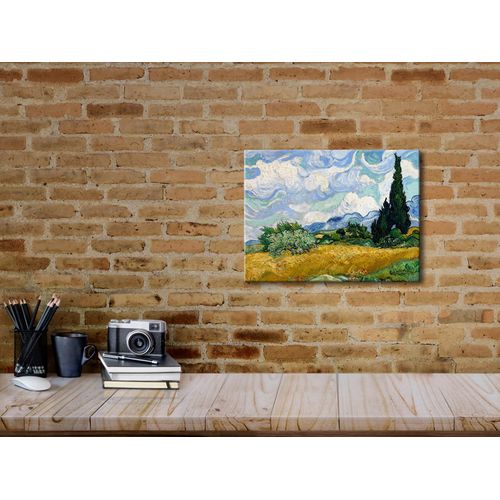 Wieco Art Wheat Field with Cypresses by Van Gogh Famous Oil Paintings Reproduction Modern Framed Landscape Giclee Canvas Prints Artwork Pictures on Canvas Wall Art for Home Office Decorations