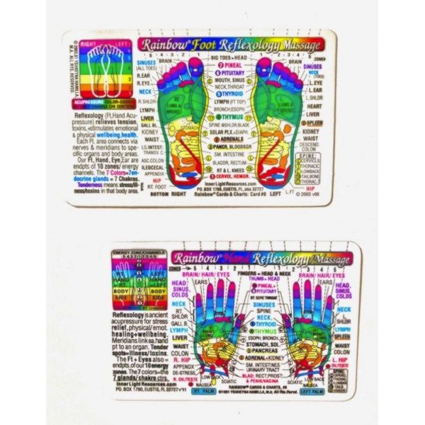 Set2: Rainbow® FOOT & HAND Reflexology/Acupressure Massage CARDS/SmChart-InnerLt