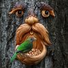 Bird Feeders with Tree Faces - Outdoor Tree Art Decorations - Surprise Present