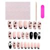 HappyHome Nail Tips, 3D Nails, False Nails, Round Tips, Nail Stickers, Set of 24, Double-Sided Tape, Wood Stick, Nail File Included (X14)