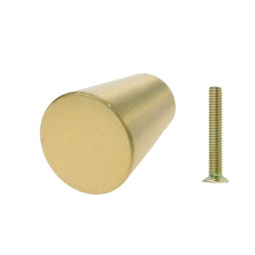 LC LICTOP Solid Brass Cabinet Knobs Brushed Gold Round Kitchen Cabinet Hardware Drawer Pulls Dresser Knobs Heavy Duty Cone Shape Cupboard Handles for Drawers Wardrobe Closet 0.8 x 1 Inch 4Pcs
