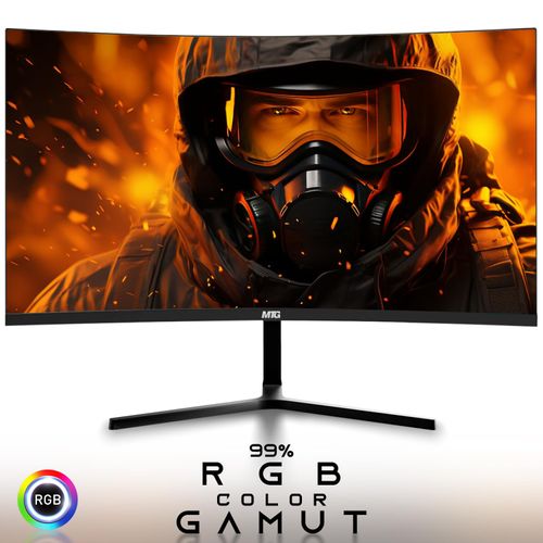 MTG 24-inch Curved Gaming Monitor - Full HD 1080P, Frameless Design, Low Motion Blur, VESA Mount, HDMI/DP/Audio/USB Ports, with Webcam and Wireless Keyboard and Mouse Combo for Home and Office