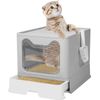 Top Exit Cat Litter Box with Tray Foldable Large Kitty Litter Boxes Toilet Clean