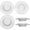 Pack of 10 large white round plastic sink strainers