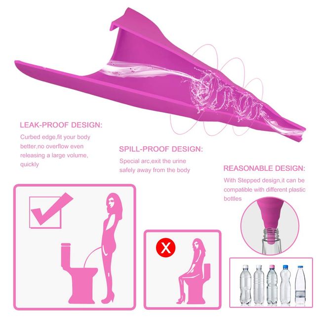 Female Urination Device, Female Urinal Silicone Funnel Urine Cups Portable  Urinal for Women Standing Up to Pee Funnel Reusable Women Pee Funnel,  Outdoor, Activities, Camping (Fuchsia) Purple