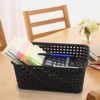 Leendines Plastic Baskets for Storage, 6 Packs Small Woven Basket, Black