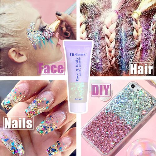 Fluorescent Glitter 6 Colours Make Up Glitter Face Glitter Body Glitter Colour Changing Iridescent Sequins Chunky Sequins Glitter Set for Face Nails Eyes Lips Hair Body