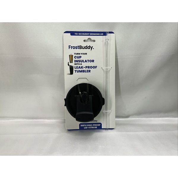 FROSTBUDDY TO-GO BUDDY DRINKING LID W/STRAW 100% LEAK PROOF Black