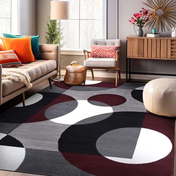 Rugshop Area Rugs Modern Geometric Carpets for Living Room 8x10 Woven Rug Sale