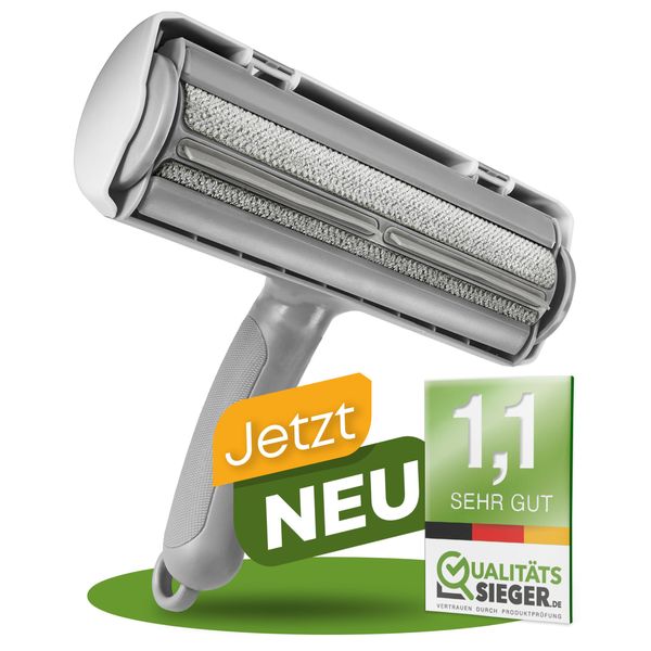 DOGGYBOO NEUHEIT 2024 Selbstreinigender Tierhaarentferner – Premium Fusselrolle für Hundehaare und Katzenhaare, Wiederverwendbarer Katzenhaarentferner für Sofa, Teppich, Bett und Auto (Grau)