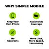 SIMPLE Mobile $25 3 GB Data, Unlimited Talk & Text [Physical Delivery]