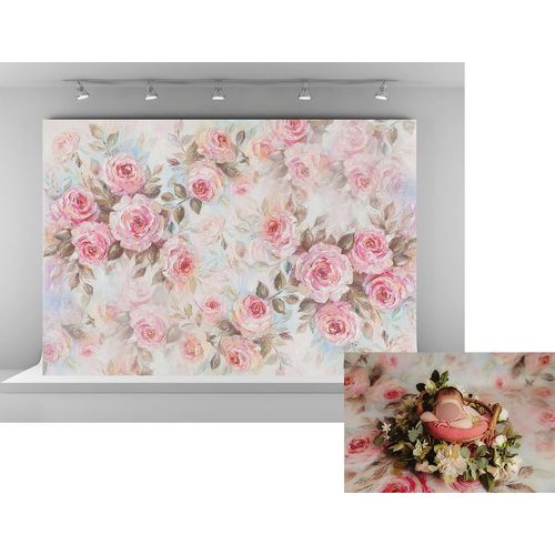 Kate 7x5ft Microfiber Pink Abstract Flowers Backdrops for Photography Watercolor Painting Floral Background Spring Holiday Baby Girls Portrait Studio Backdrop