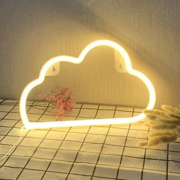 Led Neon Signs Warm White Cloud Wall Home Art Decor Light