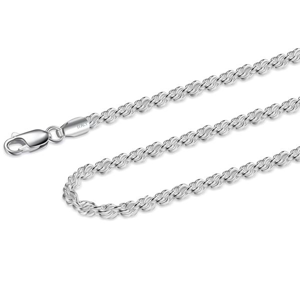 Waitsoul 925 Sterling Silver Rope Chain Lobster Clasp 2.5mm Silver Chain for Men Women Silver Necklace Chain 16-30 Inches(20)