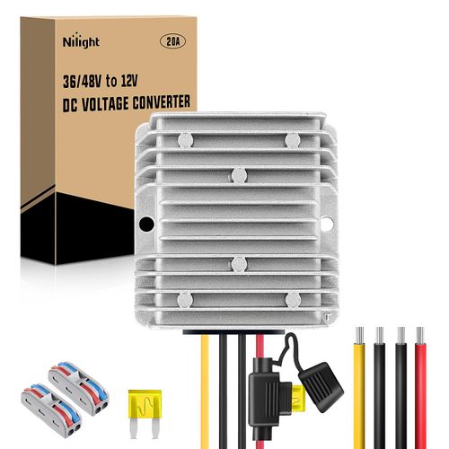 Nilight 48V 36V to 12V Voltage Converter 240W 20A Regulator Step Down to 12VDC Waterproof DC Convert Reducer Power Supply Transformer Module for Golf Cart Scooters