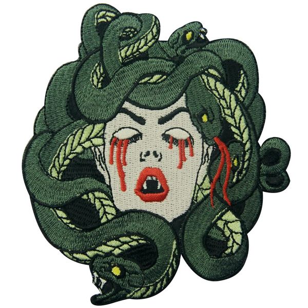 The Bleeding Medusa Embroidered Badge Iron On Sew On Patch