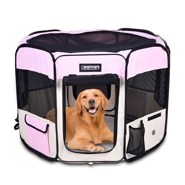 JESPET Pet Dog Playpens 61" Portable Soft Exercise Pen, Pink