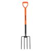 Garden Digging Fork Heavy Duty 4 Prong Carbon Steel D Shape Handle Rust Proof