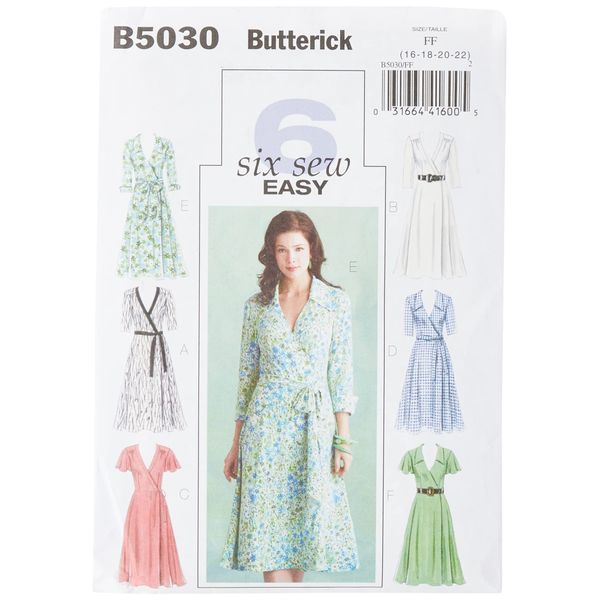 Butterick Patterns B5030 Size FF 16-18-20-22 Misses Dress/Belt and Sash, Pack of 1, White