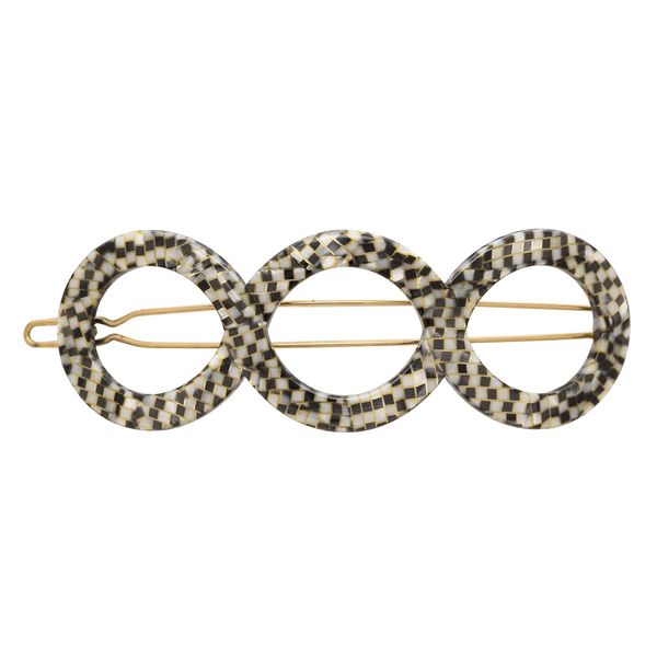 France Luxe Triple Circle Tige Boule Barrette - Opera Silver