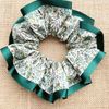 Generous Volume! Satin Ribbon Scrunchie Liberty Pattern (Hope Green)