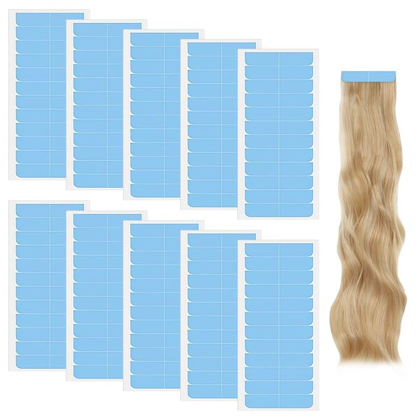 10 Sheets Hair Extension Tapes, Double Sided Tapes for Hair Extensions Wig Hair Tape Adhesive Tape for Hair Extensions Hair Extension Tape for Hair Extensions Beauty Tools (Blue)