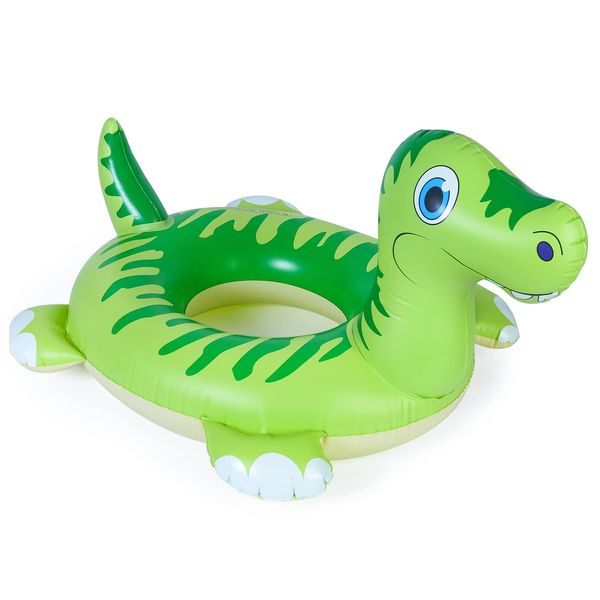 Yellcetoy Pool Inflatables for Kids, Dinosaur Rubber Ring Pool Floats Swimming Pool Toys for Children, Dinosaur Swim Ring with Sound Tails for Boys Girls Summer Beach Water Party Toys