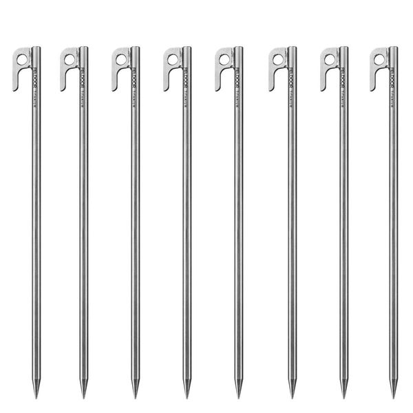 FIELDOOR Titanium Pegs for Tents, Tarps, 11.8 inches (30 cm), Set of 8, Lightweight, Strong Titanium Pegs, Corrosion Resistant, Durable, Ultra Lightweight, Solo Camping, Touring, Camping Equipment,