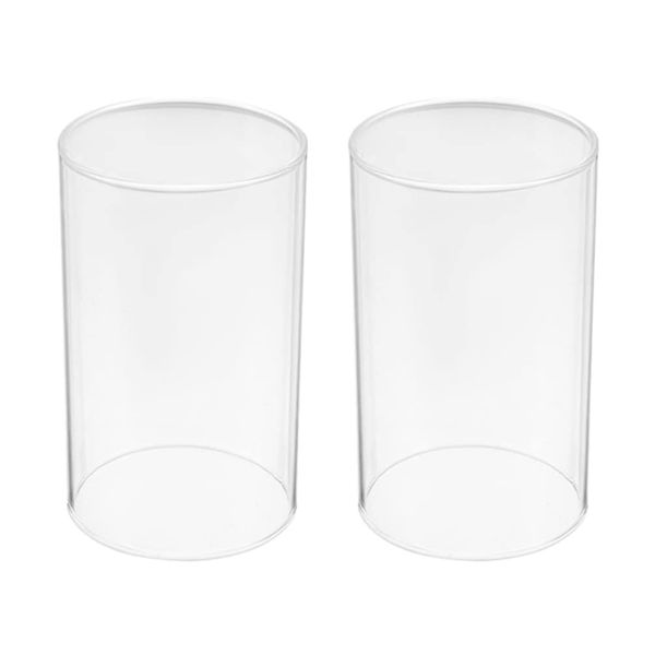 BESPORTBLE Hurricanes Candle Holder - 2Pcs Clear Glass Cylinder Open Both Ends Chimney Tube Open Ended LED Candle Shade Wedding Table Centerpiece Decor, 8 * 15cm