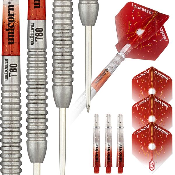 Unicorn Steel Tip Darts Set | Core XL Striker Series Style 5 | 80% Natural Tungsten Barrels | 21 g