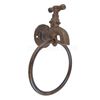 Faucet Spigot Towel Ring Hanger Rustic Cast Iron Antique Style Wall Mounted